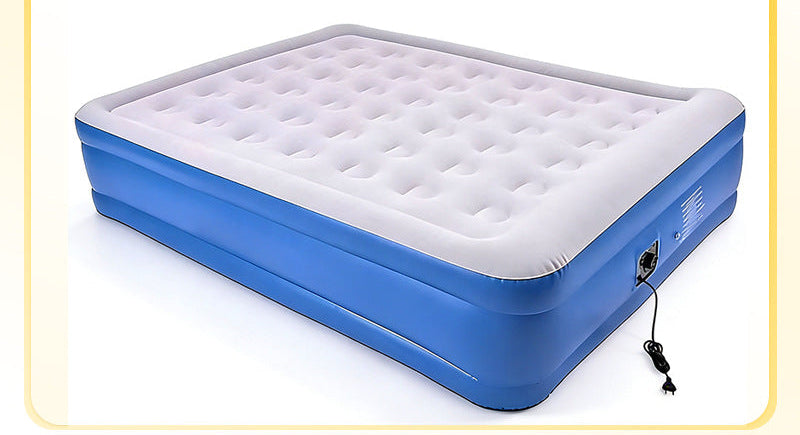 electric inflatable single air mattress with integrated auto pump, flocked tufted sleeping surface and raised edge support Kalsten