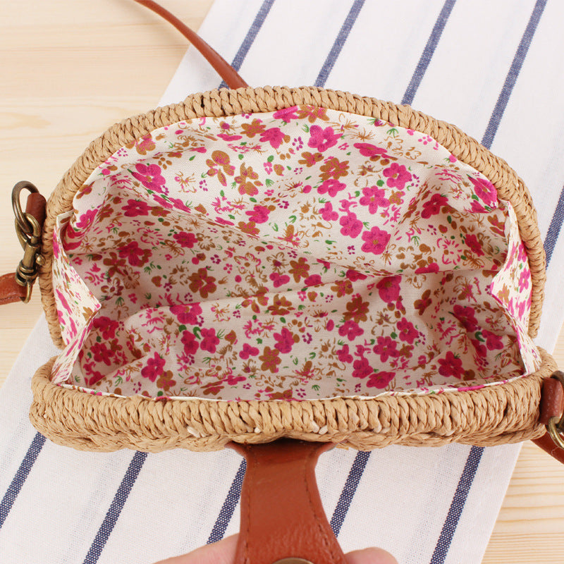 Rattan Shoulder Bag In Crescent Shape Design Kalsten