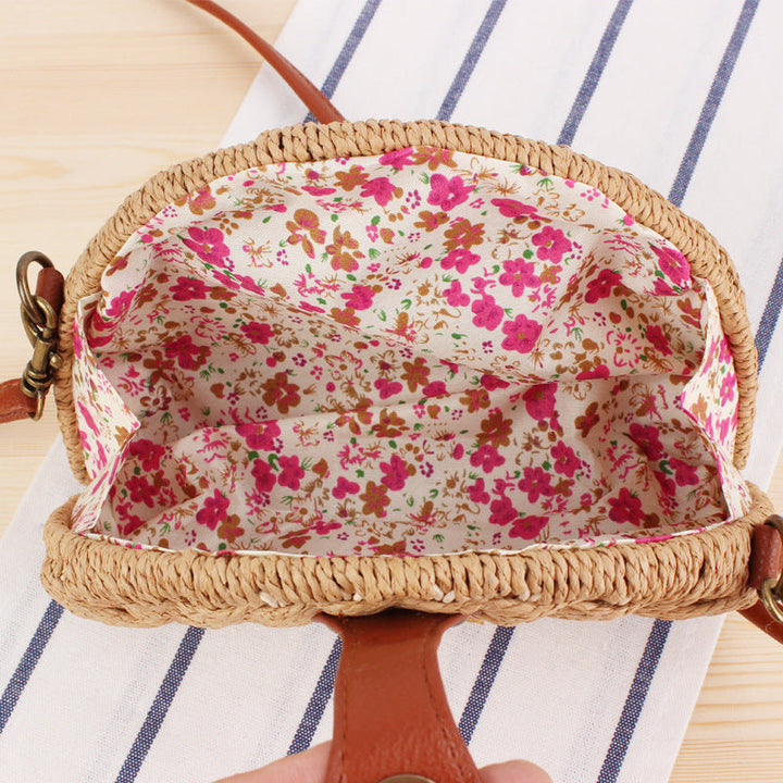 Rattan Shoulder Bag In Crescent Shape Design Kalsten