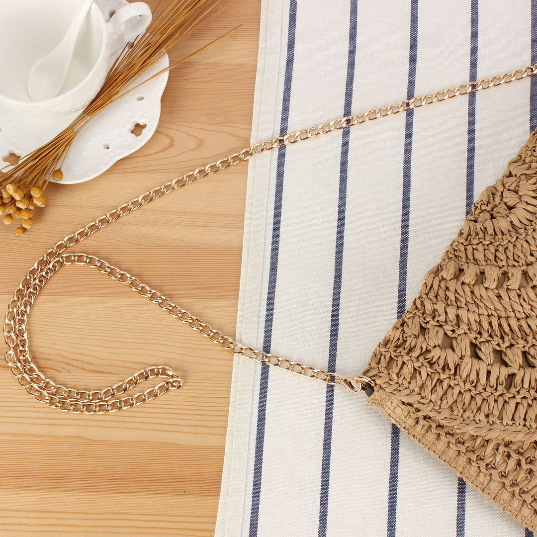Woven Bast Handbag with Elegant Chain Decoration Kalsten