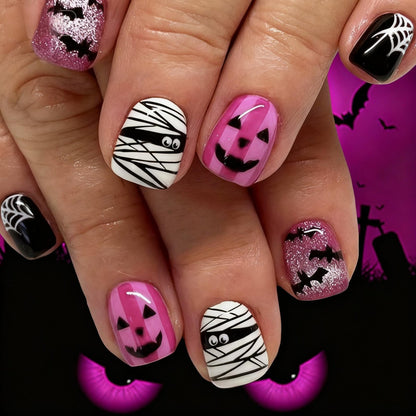 Halloween Nail Art Set with Creative Designs and Sparkling Details Acalora