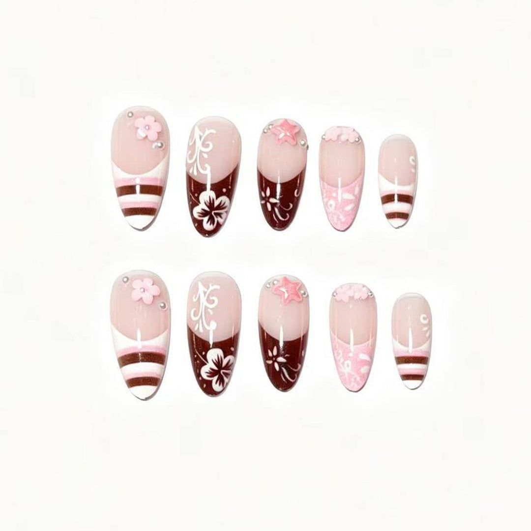 Artistic Floral Press-On Nail Tips Kalsten