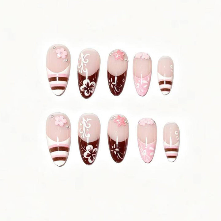 Artistic Floral Press-On Nail Tips Kalsten