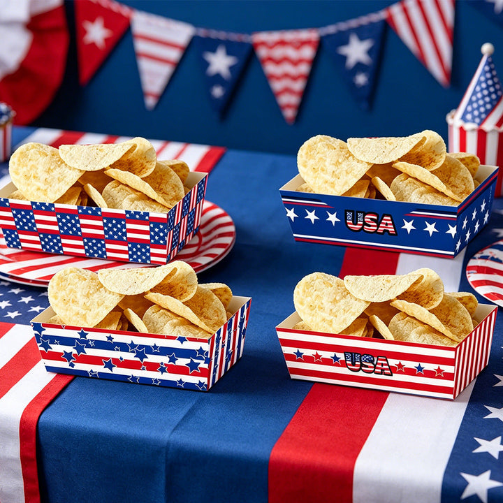 Unisex nan decorative gift boxes made of sturdy cardboard with foldable plug bottom and Americana star-and-stripes pattern Kalsten