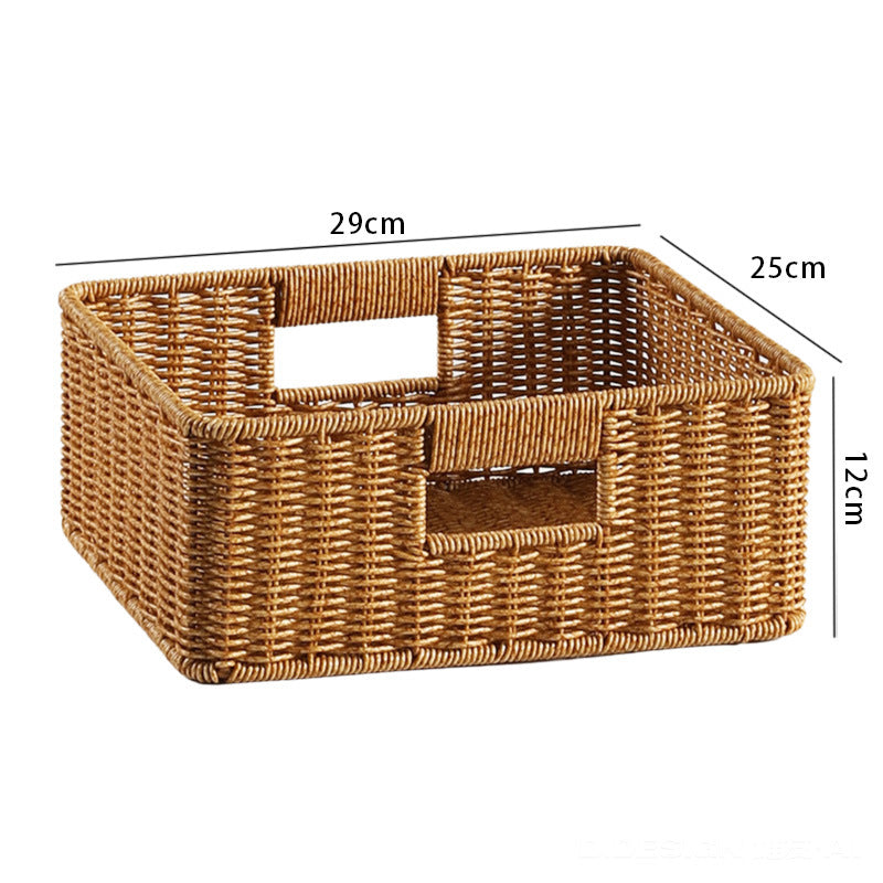 Handwoven Rectangular Storage Basket with Cut-Out Handles Kalsten