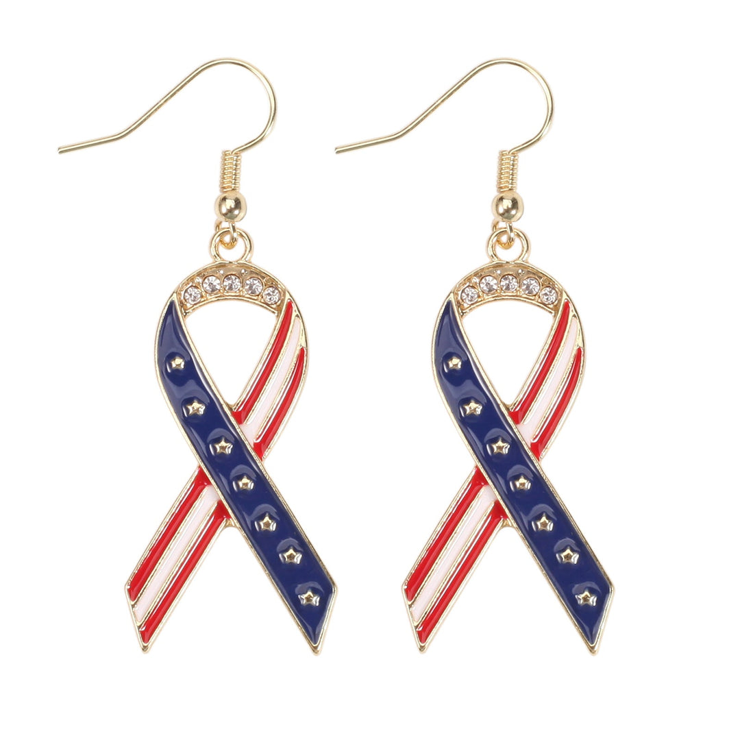 Women's filigree earrings in flag design with crystal stripes and enamel trim Kalsten