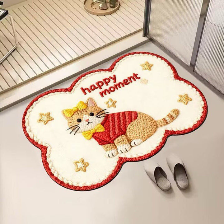 Embroidered Cat-Themed Bath Rug Kalsten