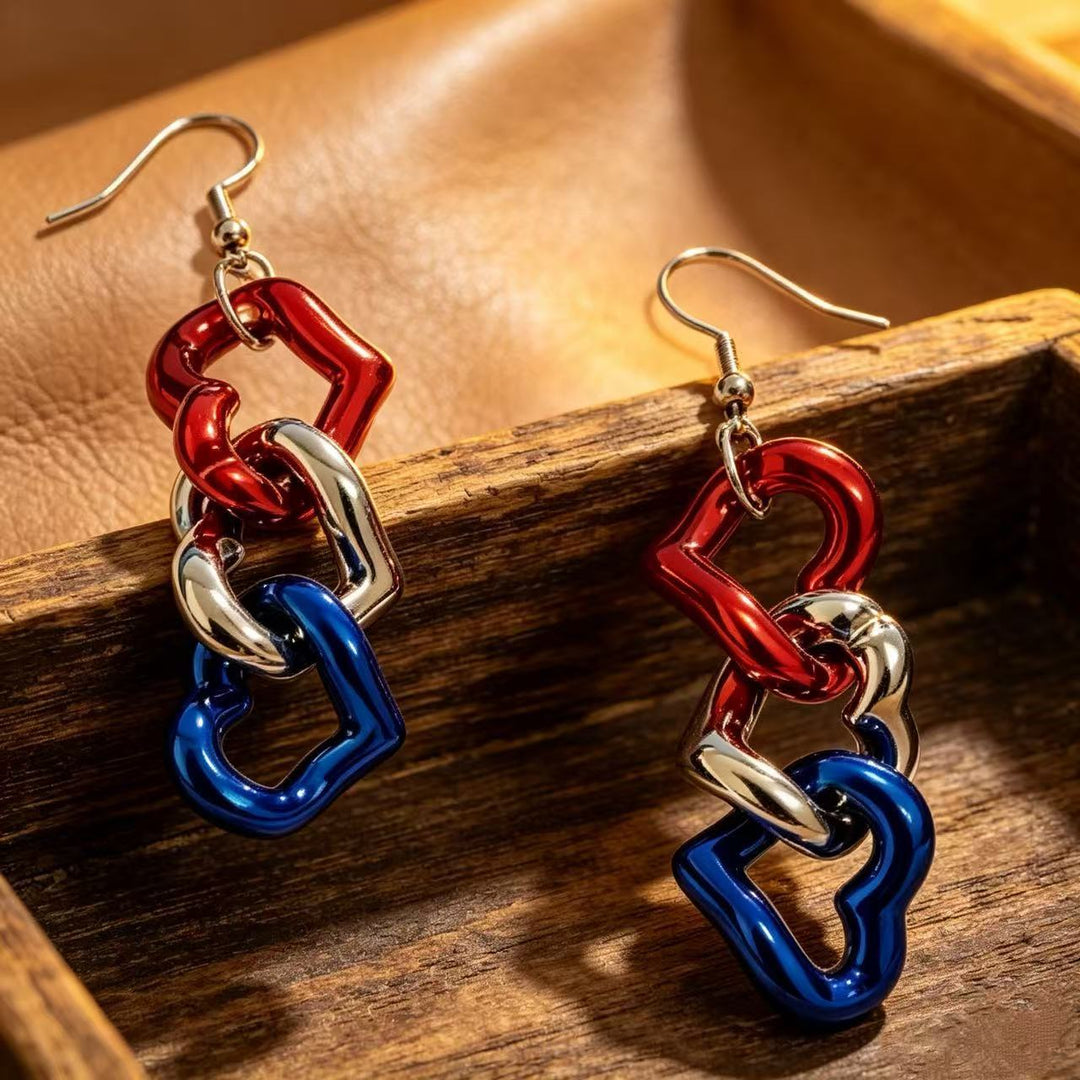 Women's Statement Earrings made of enamel with star and stripe motif and crystal embellishment Kalsten