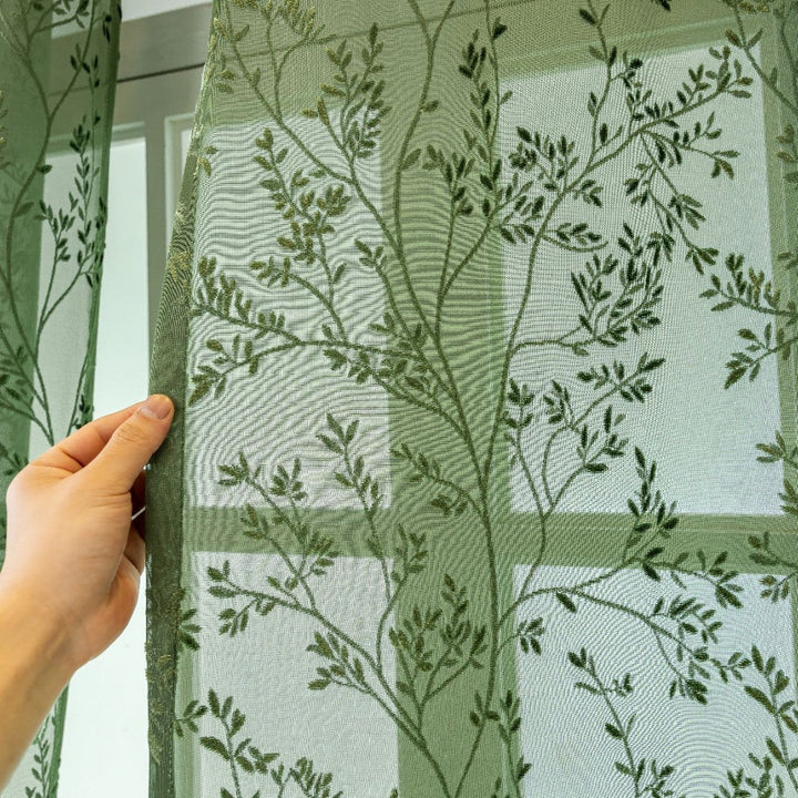 WoFloral Embroidered Sheer Curtain Kalsten