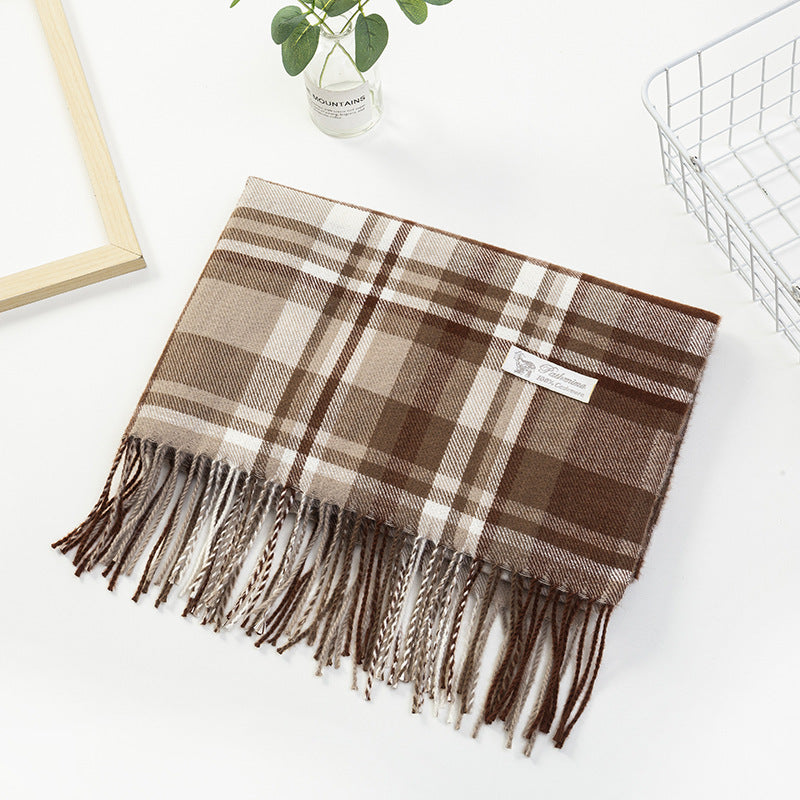 Women Plaid-Fringe Scarf made of soft material Kalsten