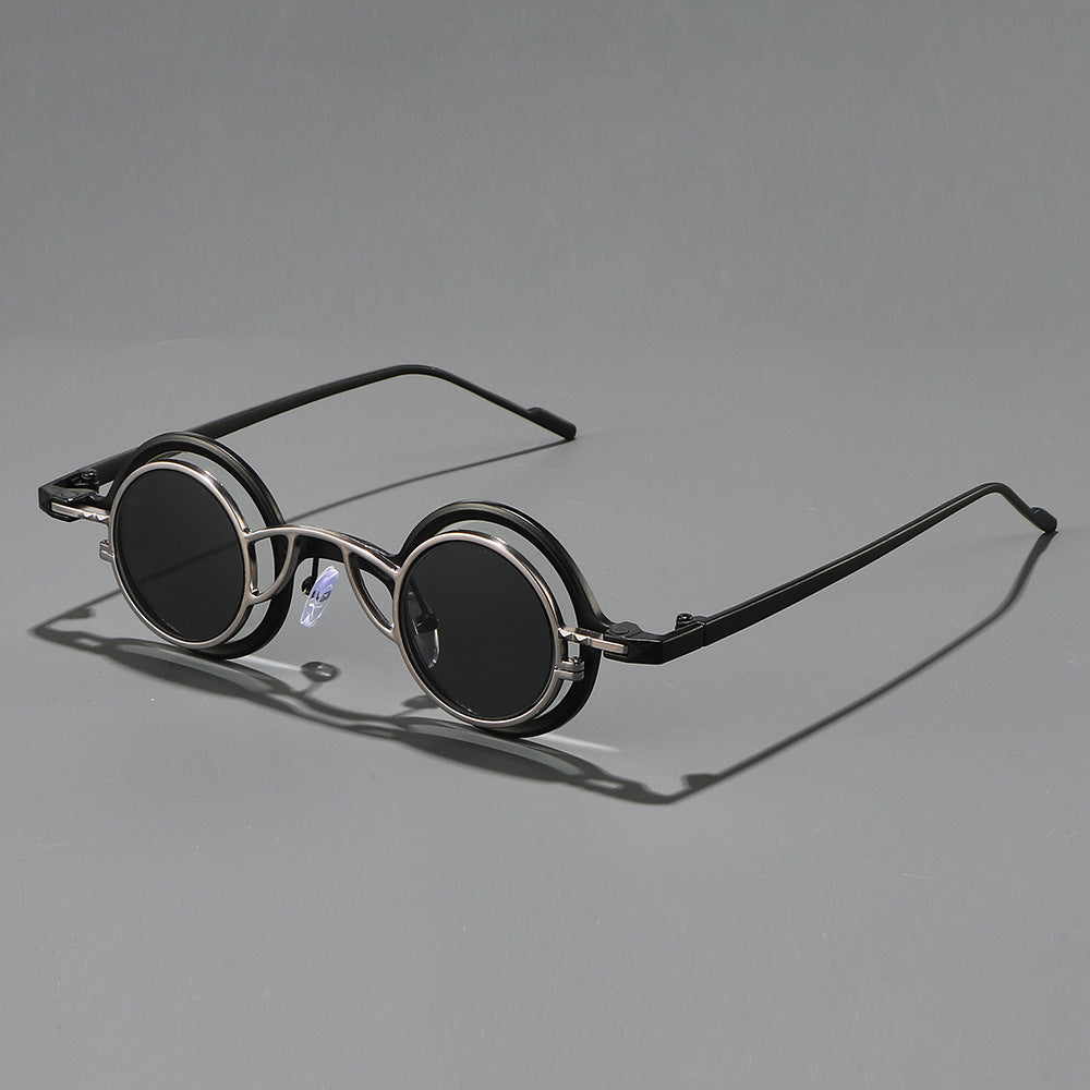 Women's Retro Round Sunglasses with Double Frame Kalsten