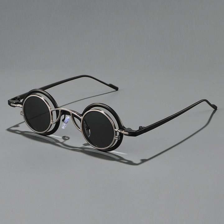Women's Retro Round Sunglasses with Double Frame Kalsten