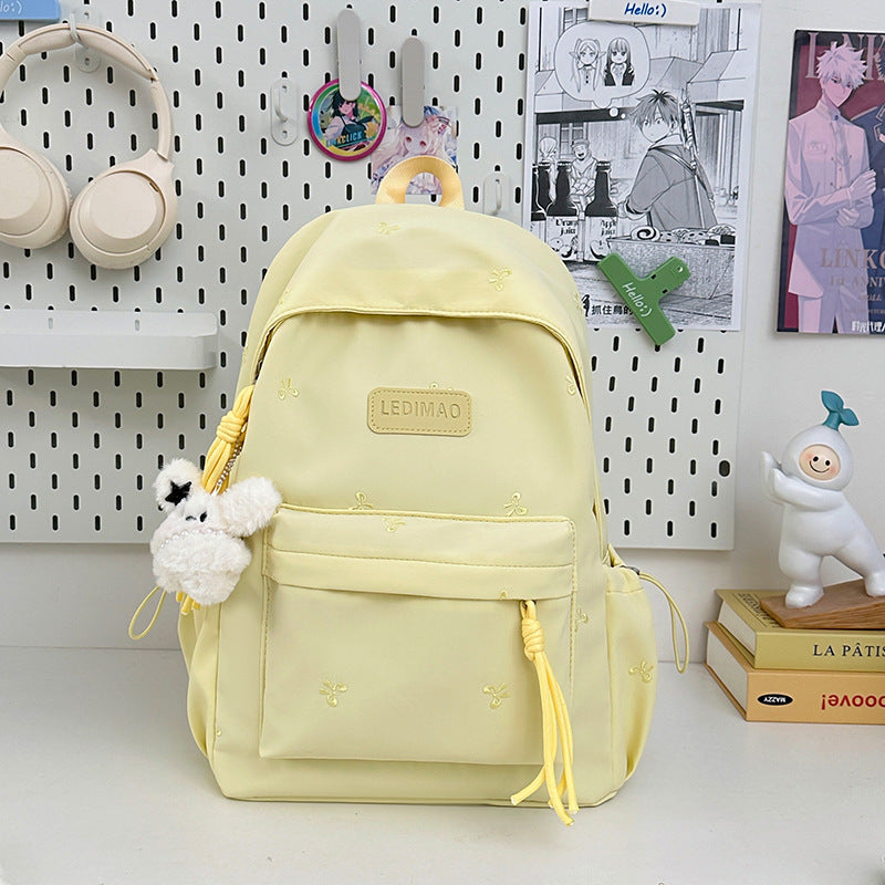 Elegant Floral Embroidered School Backpack