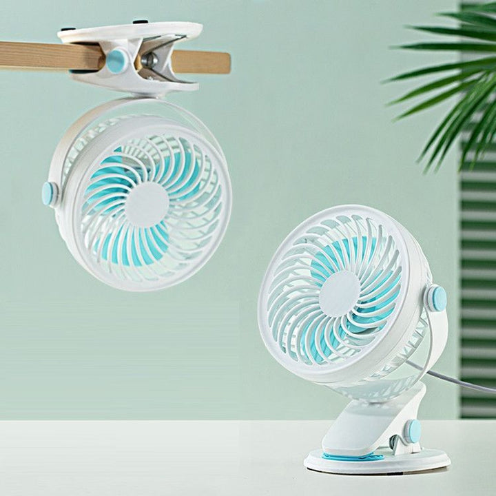 Unisex portable table fan with rechargeable battery and clip mount tiltable fan head Kalsten
