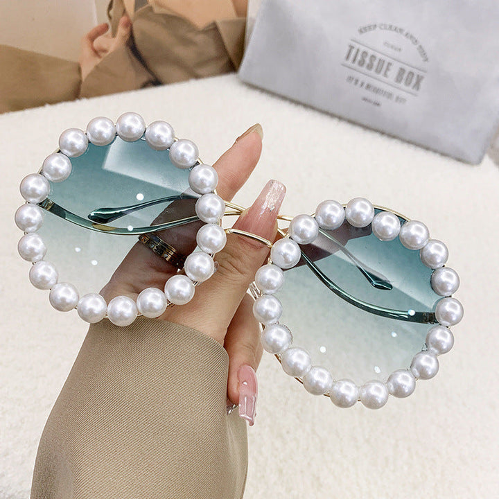 Women's designer sunglasses with pearl-embellished frame Kalsten
