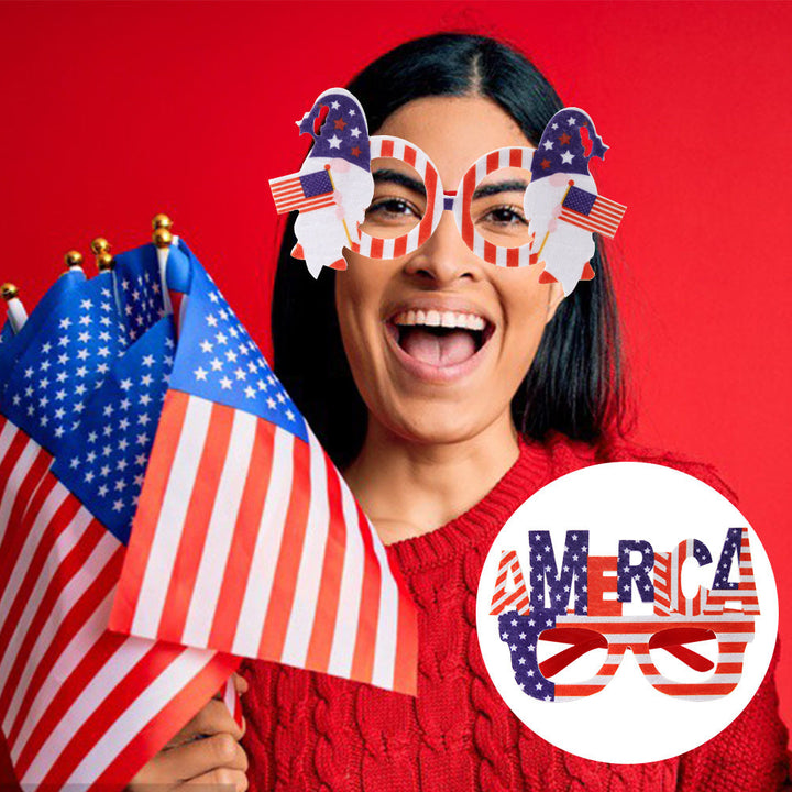 Unisex nan novelty hand-shaped patriotic party eye glasses with finger-frame design Kalsten
