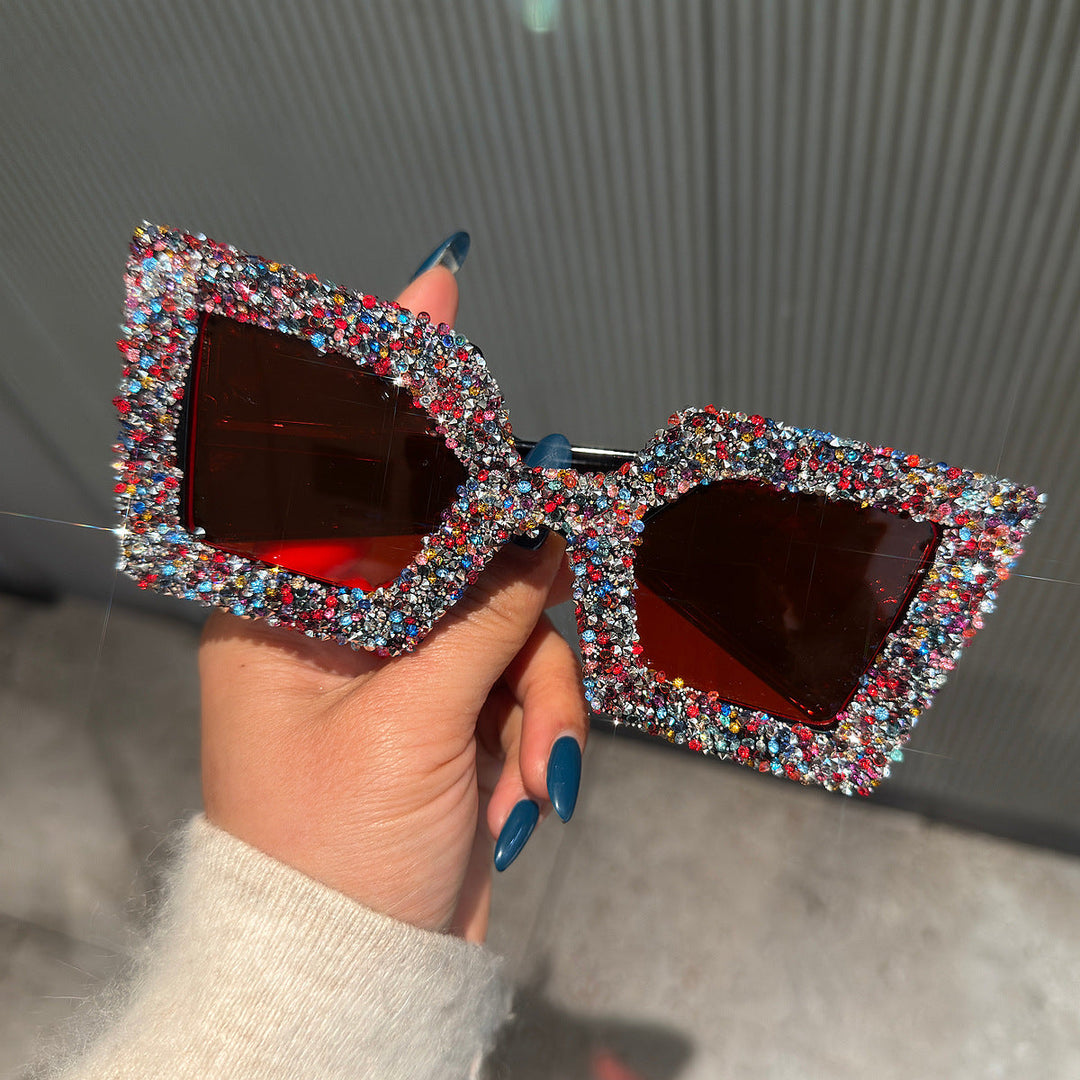 Ladies Glamorous Statement Sunglasses with Rhinestone-Embellished Frame Kalsten
