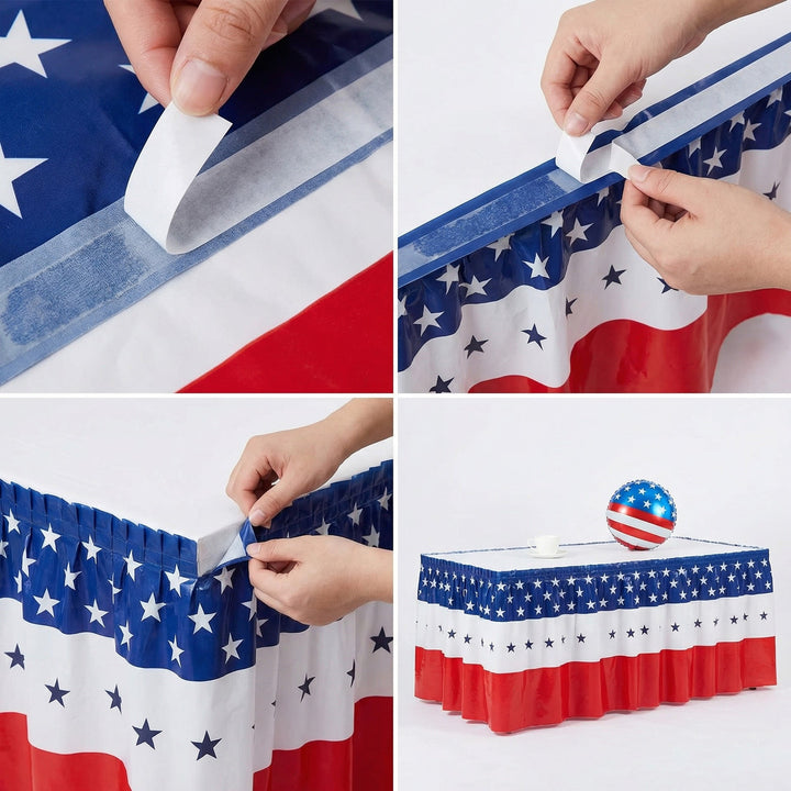 Unisex decorative tablecloth skirt with elastic waistband and star border for party tent and buffet tables Kalsten
