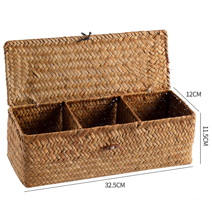 Handcrafted Rectangular Woven Storage Box with Dividers Kalsten