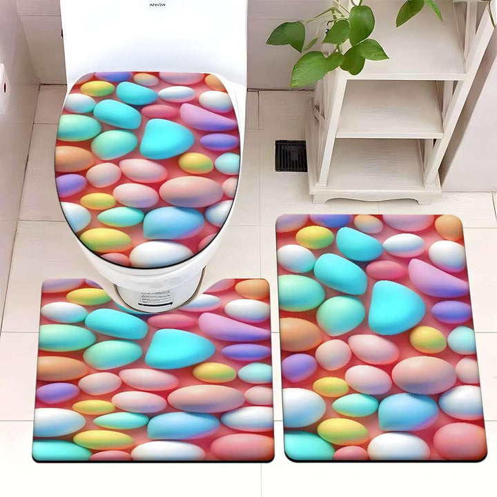Decorative Pebble Bathroom Mat Set Kalsten