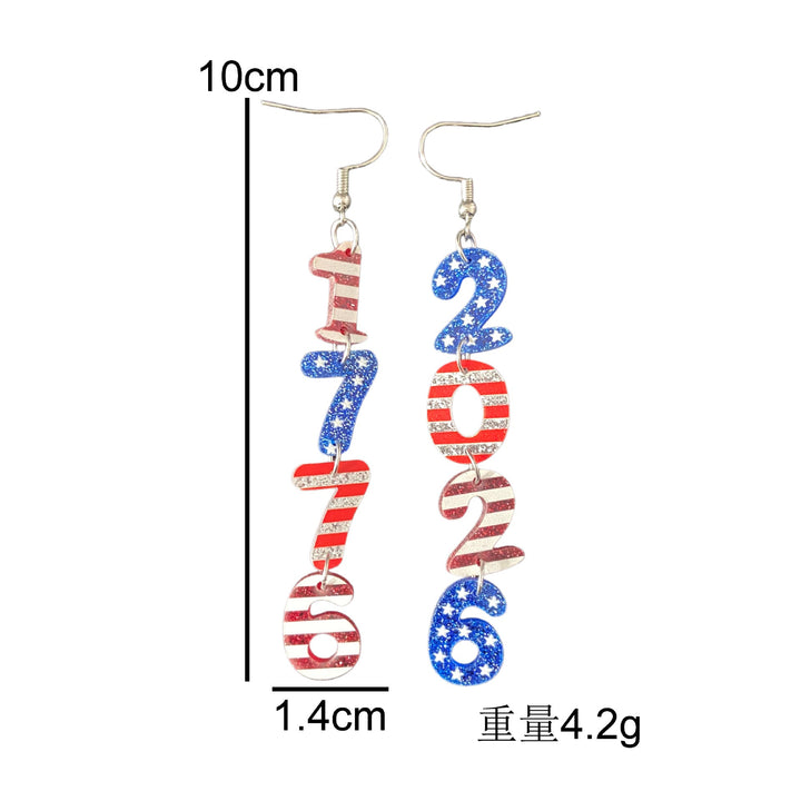 Women's nan glitter layered number cascade dangle earrings with French hooks Kalsten