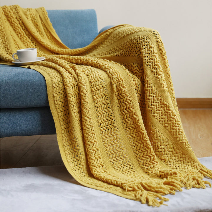 Premium Handcrafted Fringe Throw Blanket Kalsten