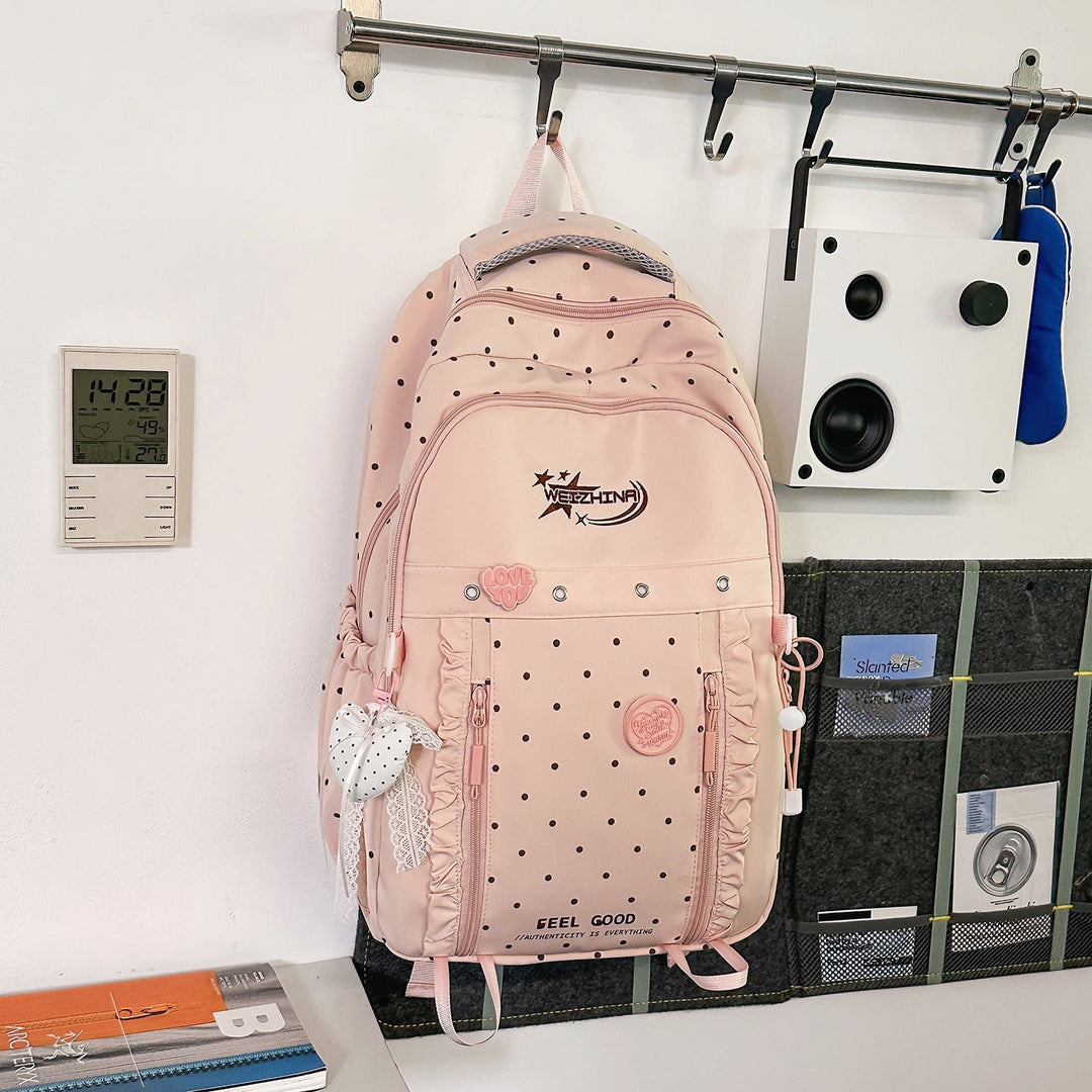Stylish Polka Dot School Backpack