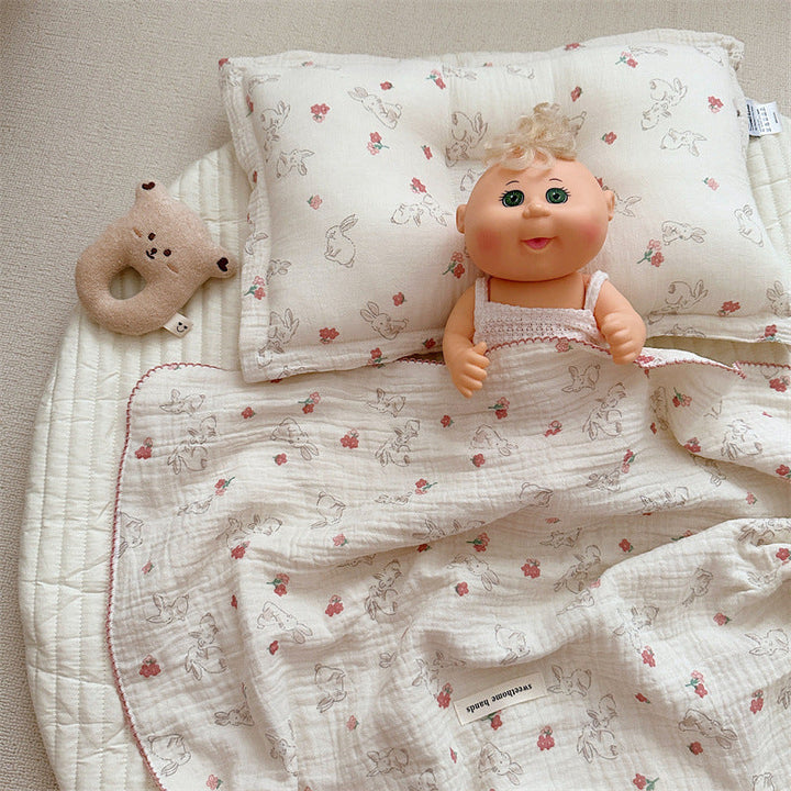 Unisex Cozy Muslin Blanket with Cute Rabbit Design Kalsten