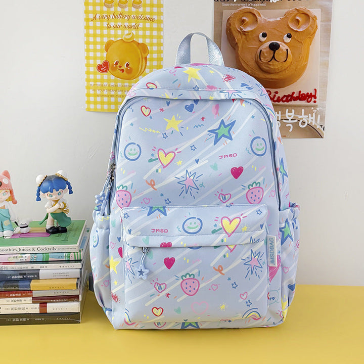 Cartoon-Themed Multi-Pocket School Backpack
