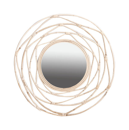 More Elegant Round Wall Mirror Made of Natural Rattan Acalora