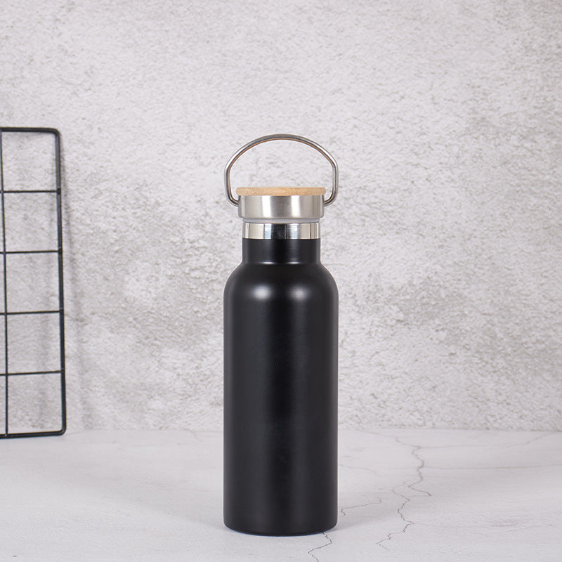 Women's Stainless Steel Water Bottle with Bamboo Lid and Carrying Handle Kalsten