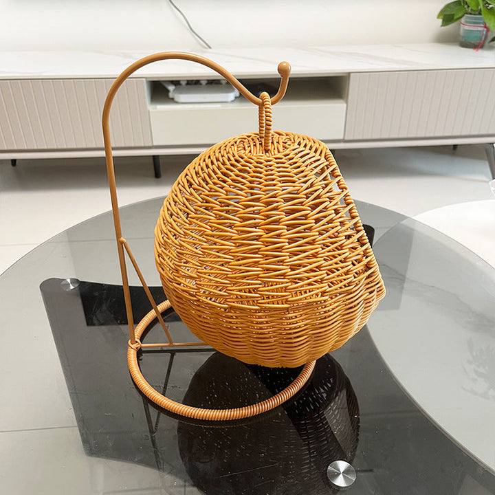 Women's Round Braided Basket with Stand Kalsten