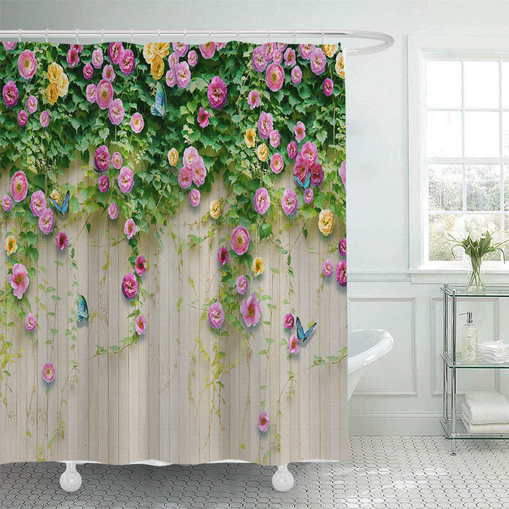 Rustic Garden-Themed Shower Curtain Kalsten