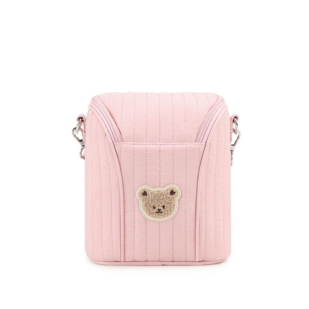 Fashionable Shoulder Bag with Quilted Design and Cute Bear Motif Kalsten