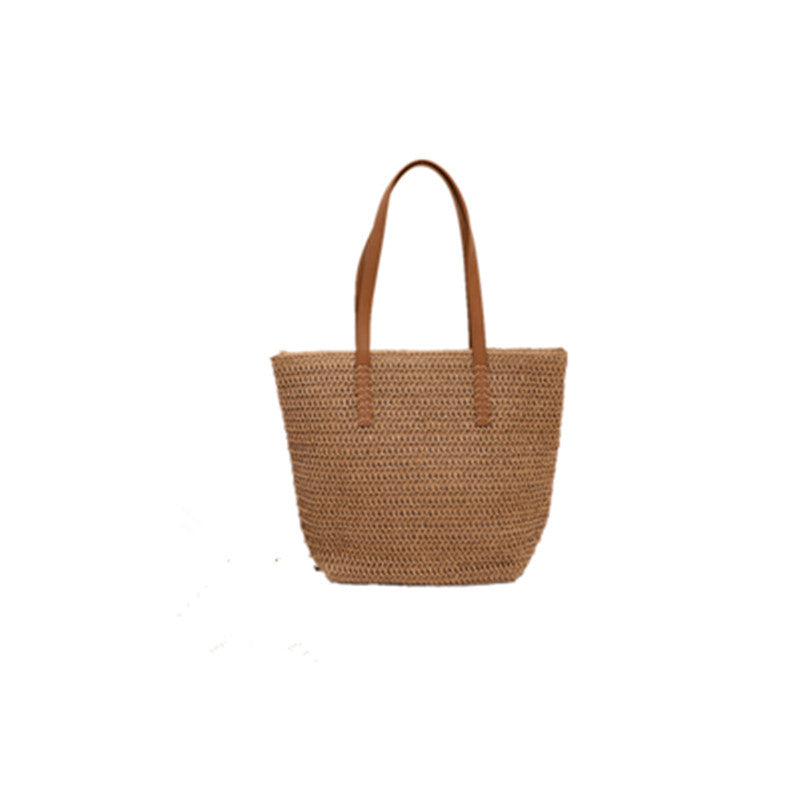 Giant Tote Bag Made of Woven Raffia with Leather Handles Kalsten