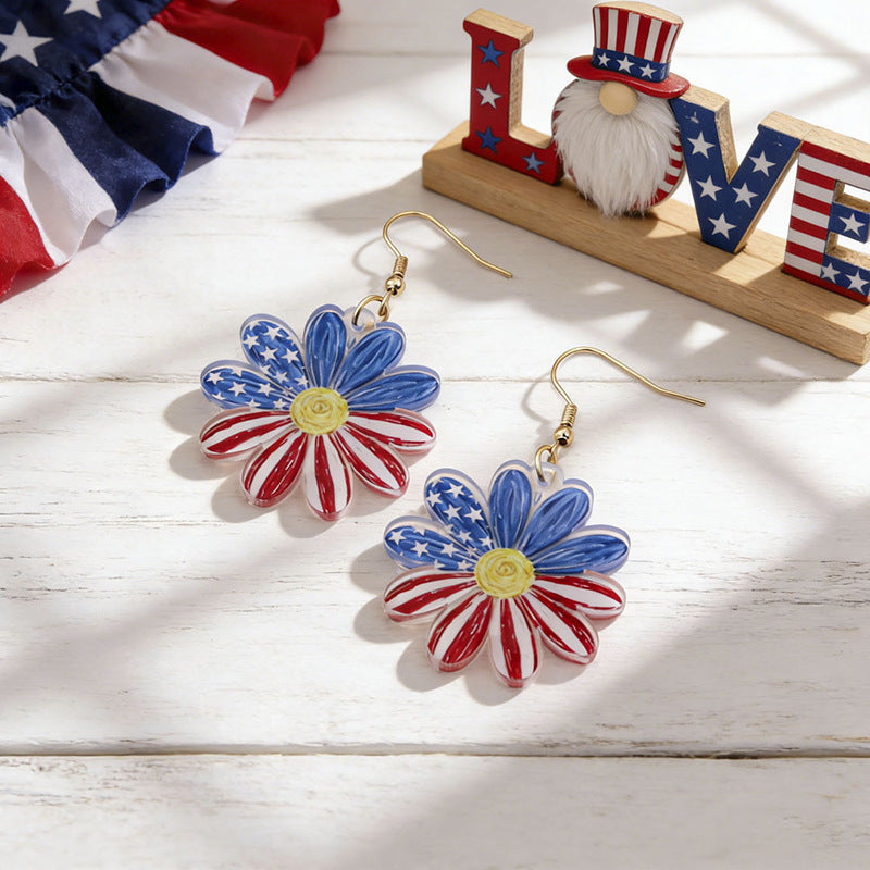 Women's eye-catching statement earrings made of acrylic with patriotic bow pendant Kalsten