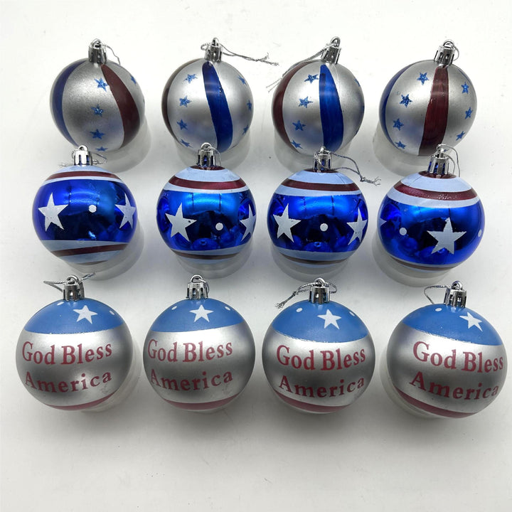 Unisex nan patriotic glass Christmas bauble set with glitter effect and inscription Kalsten