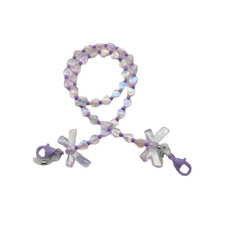 Fashionable glasses holder chain with heart and flower motifs Kalsten