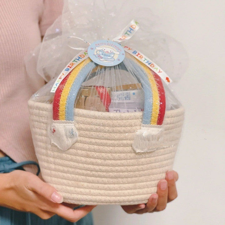 Women's handmade basket bag with color-coordinated handle accents Kalsten