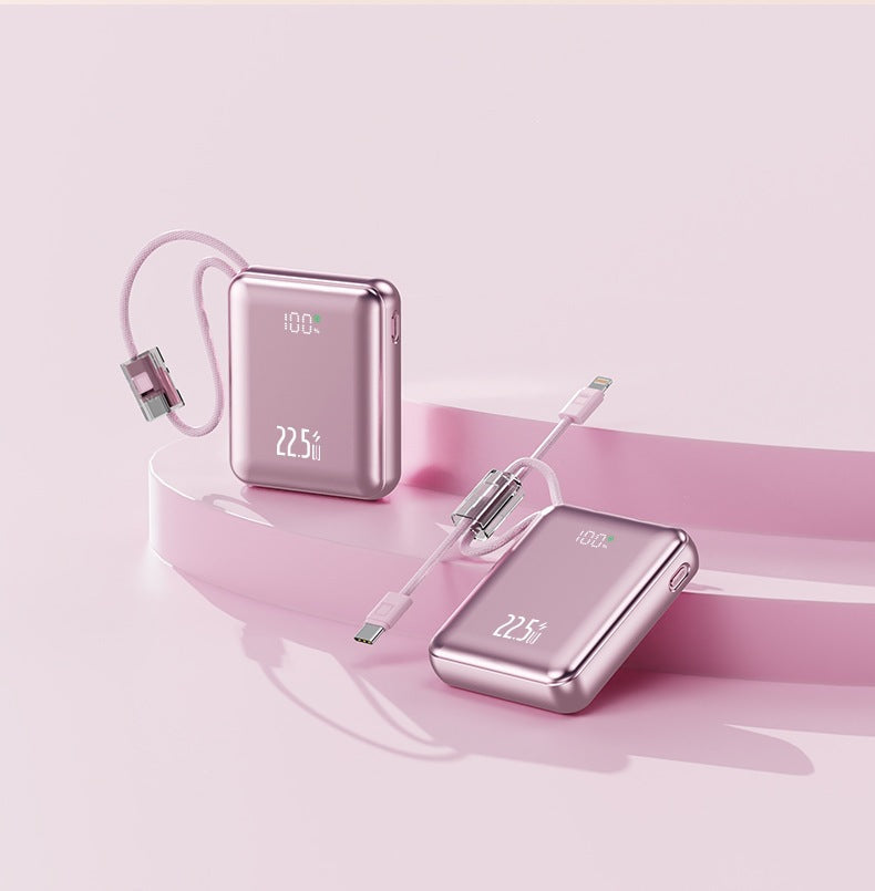 Compact power bank with digital power display and integrated charging cable Kalsten