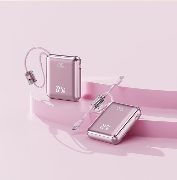 Compact power bank with digital power display and integrated charging cable Kalsten