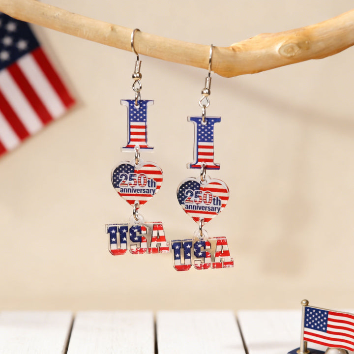 Ladies nan statement earrings with bow shape and American flag pendant Kalsten