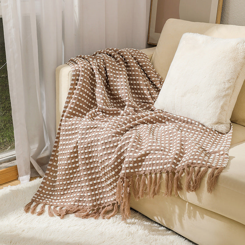 Textured Cotton Throw Blanket Kalsten