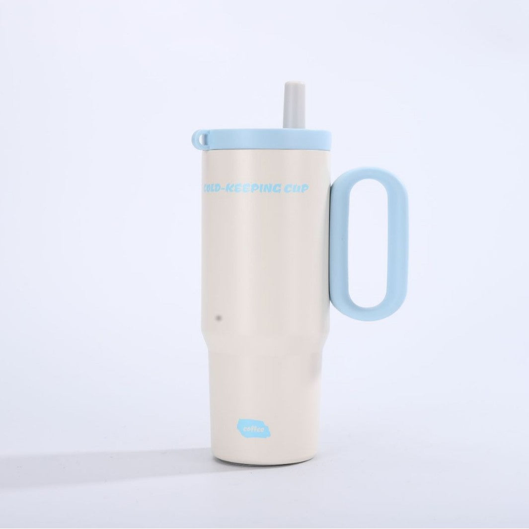 Unisex insulated cup with practical handle and straw function Kalsten