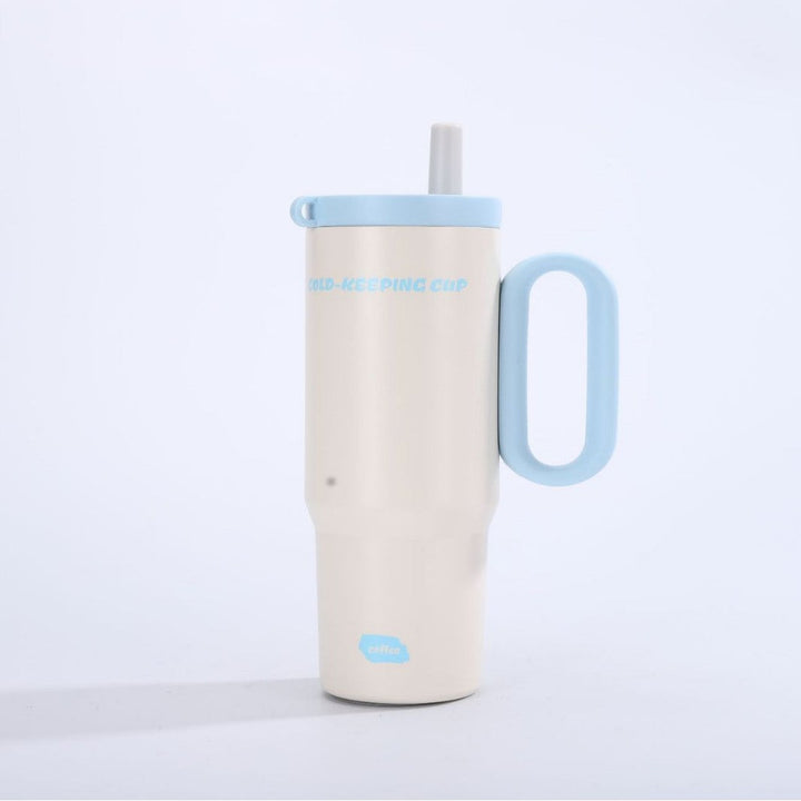 Unisex insulated cup with practical handle and straw function Kalsten