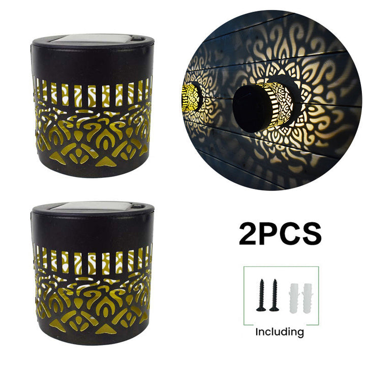 Decorative Solar Wall Lantern With Moroccan Cutout Projection Metal Outdoor Sconce Pair Kalsten