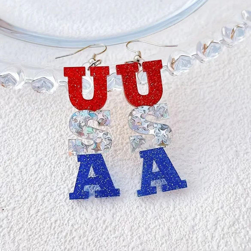 Women’s letter earrings made of resin with glitter effect and pendants Kalsten