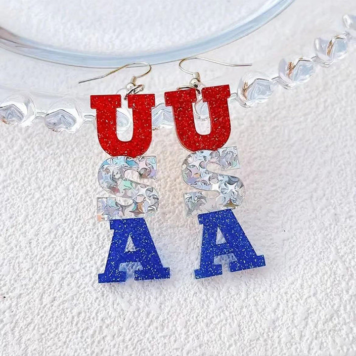 Women’s letter earrings made of resin with glitter effect and pendants Kalsten