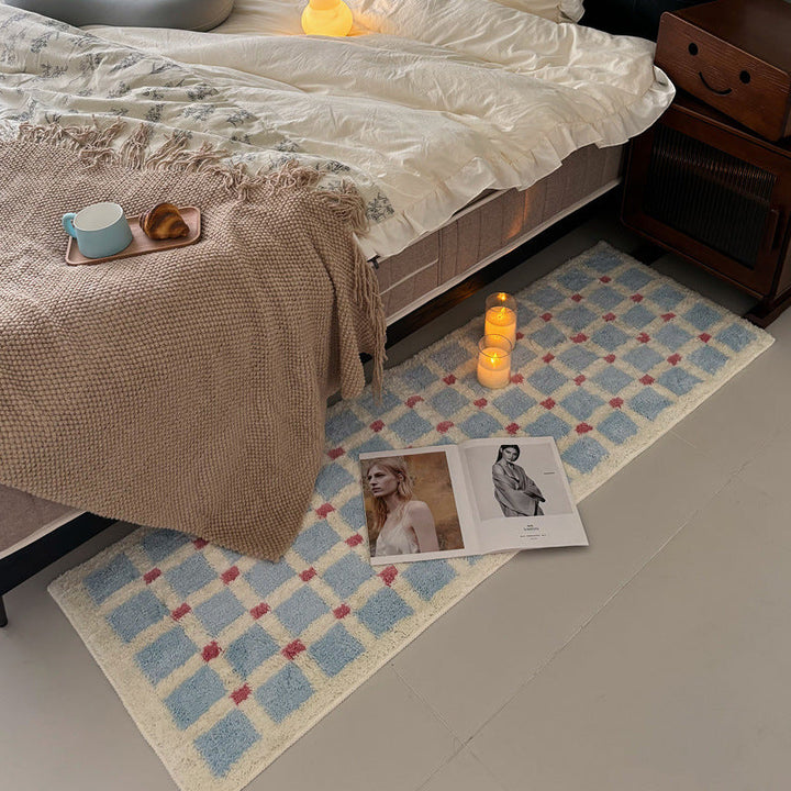 Plush Checkered Bath Runner