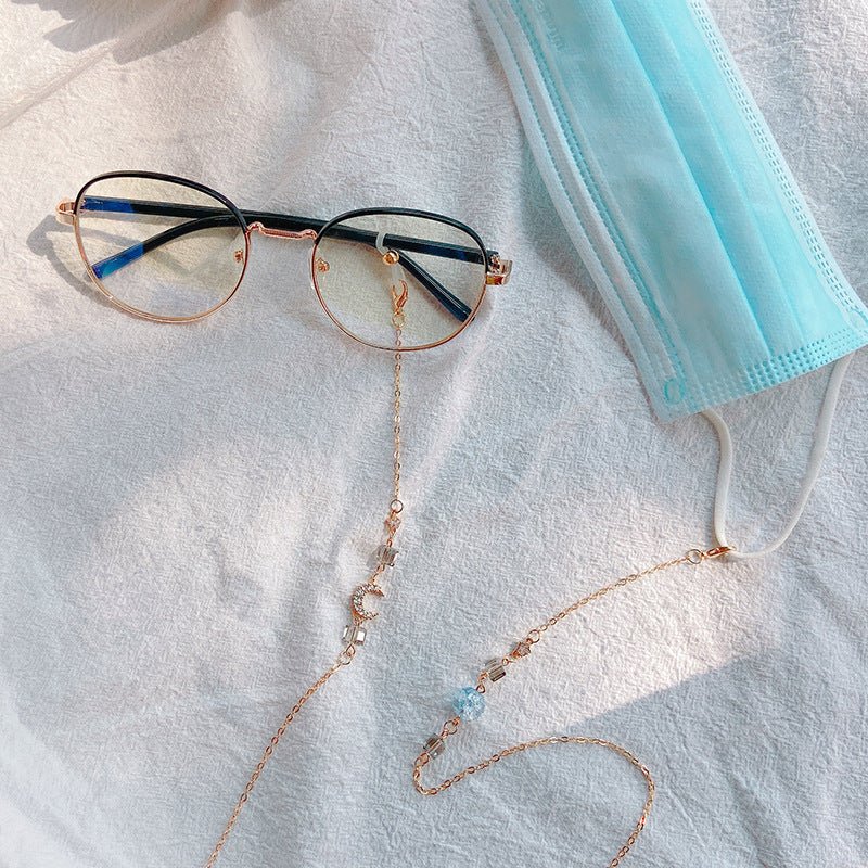 Fashionable Glasses Holder Chain Made of Sparkling Metal Kalsten